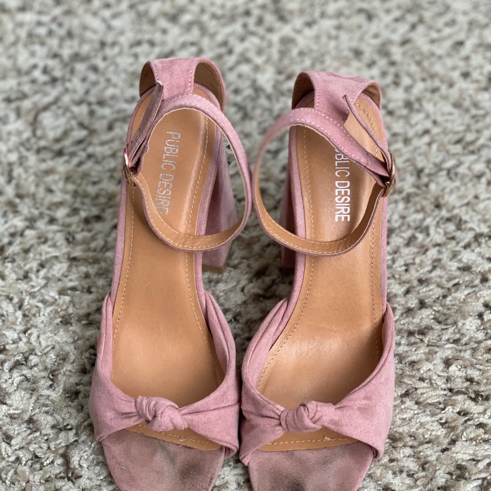 SOLD Blush Pink Suede Public Desire Heels Size 9 - Picture 3 of 11
